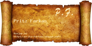 Pritz Farkas névjegykártya